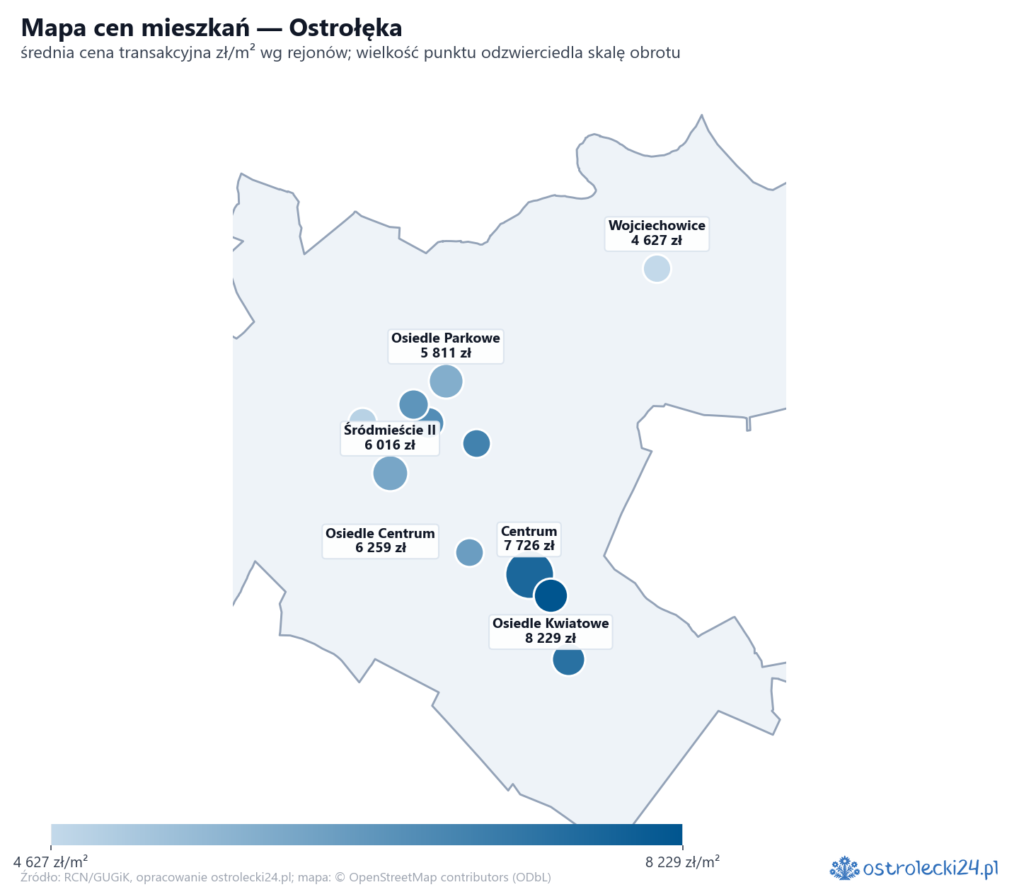 Mapa cen mieszkań - Ostrołęka