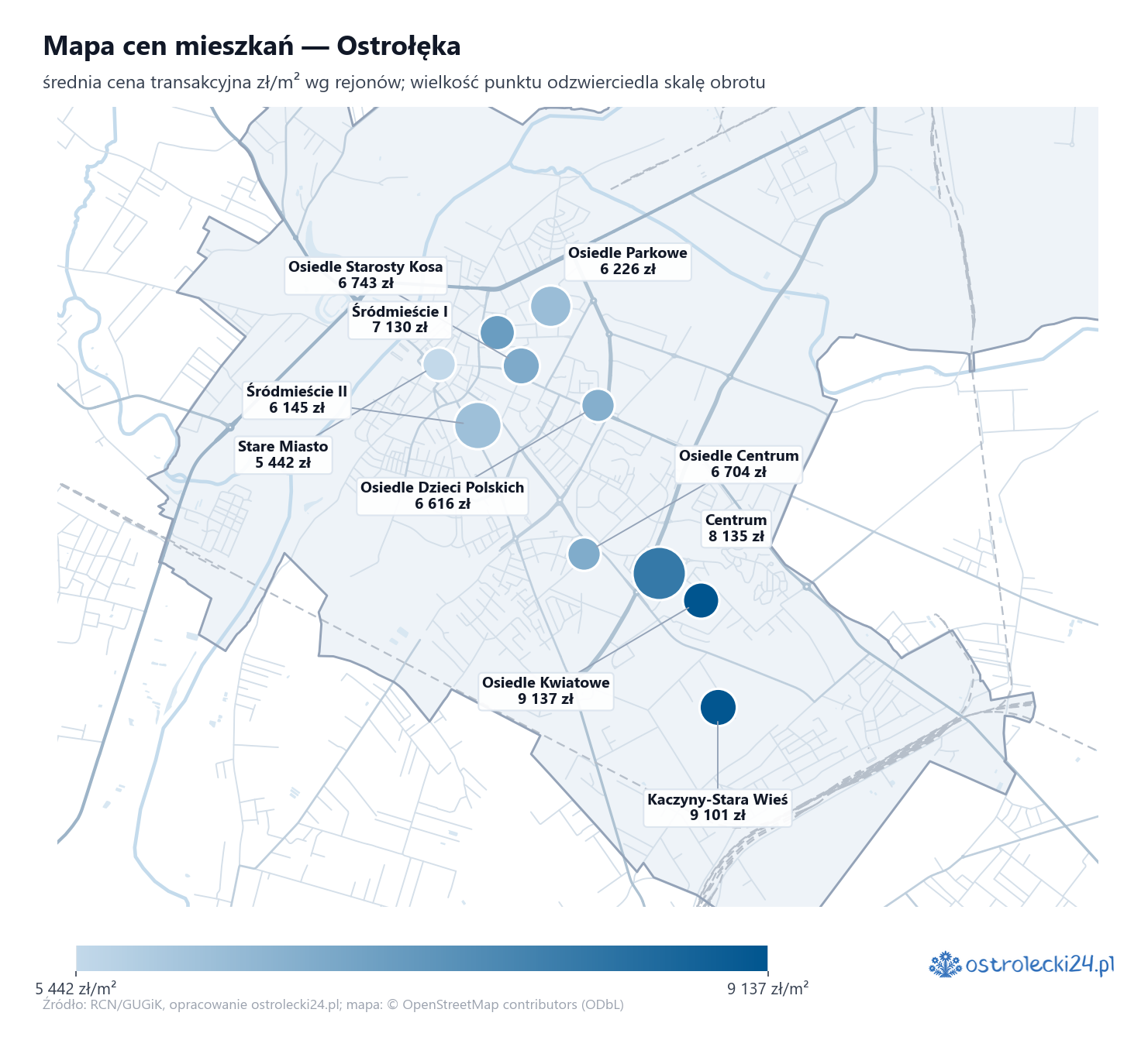 Mapa cen mieszkań - Ostrołęka
