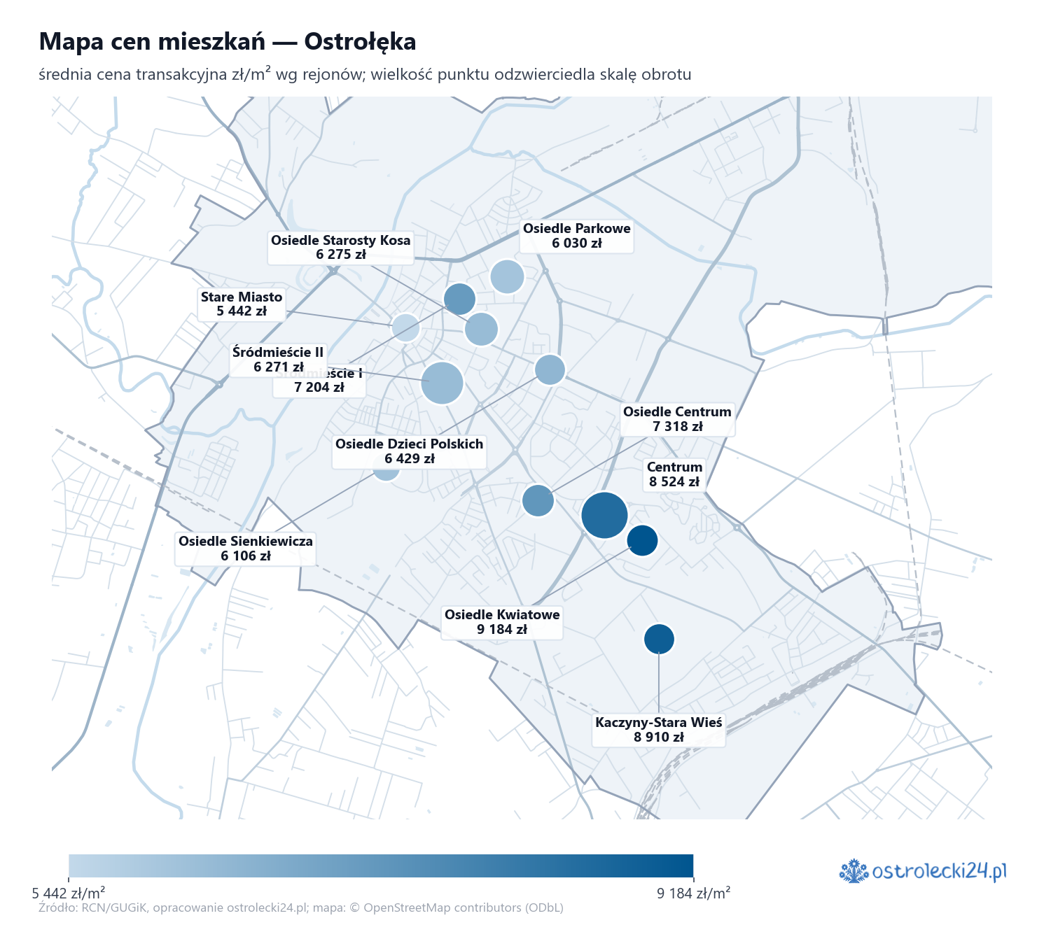 Mapa cen mieszkań - Ostrołęka