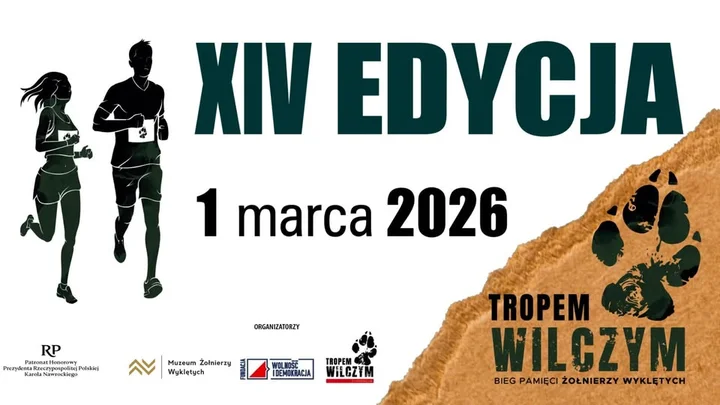 Grafika promocyjna wydarzenia Bieg Tropem Wilczym Ostrołęka 2026 — XIV Bieg Pamięci Żołnierzy Wyklętych