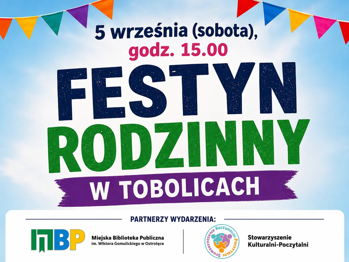 Grafika promocyjna wydarzenia Festyn Rodzinny w Tobolicach
