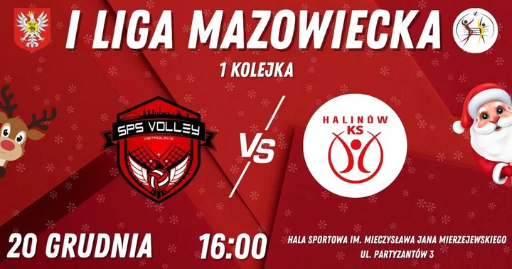 Grafika promocyjna wydarzenia I LIGA MAZOWIECKA: SPS VOLLEY OSTROŁĘKA – KS HALINÓW