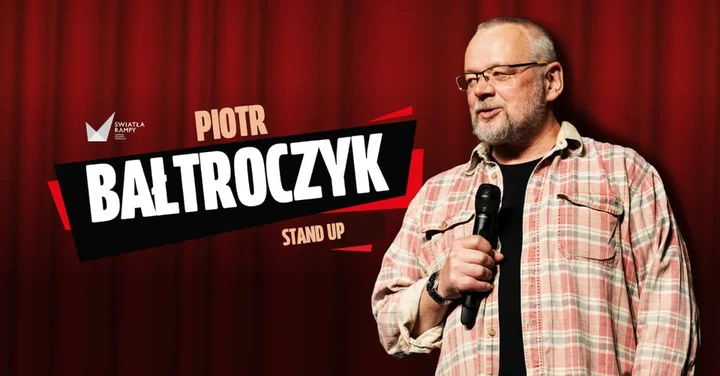 Grafika promocyjna wydarzenia Piotr Bałtroczyk Stand-up w Ostrołęce