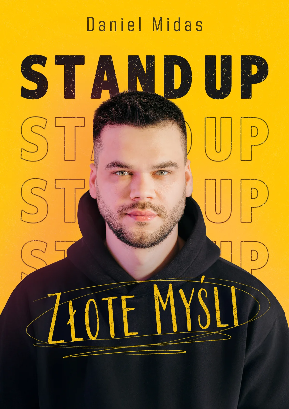 Grafika promocyjna wydarzenia Stand-up Daniela Midasa w Ostrołęce