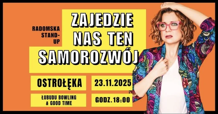 Grafika promocyjna wydarzenia Stand-up Ostrołęka: Aleksandra Radomska — Zajedzie nas ten samorozwój