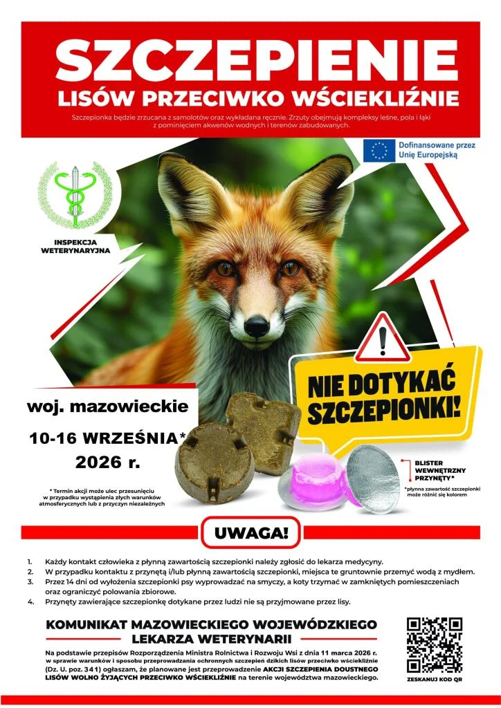 Grafika promocyjna wydarzenia Szczepienia ochronne lisów przeciwko wściekliźnie