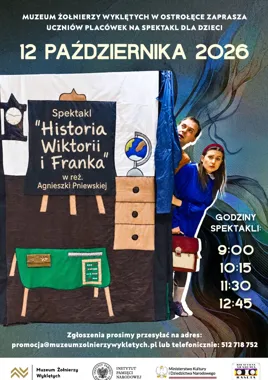 Grafika promocyjna wydarzenia „Historia Wiktorii i Franka” – spektakl dla dzieci