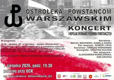Grafika promocyjna wydarzenia Ostrołęka – powstańcom warszawskim