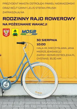 Grafika promocyjna wydarzenia Rodzinny Rajd Rowerowy na pożegnanie wakacji