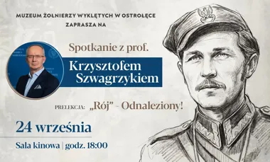 Grafika promocyjna wydarzenia Spotkanie z prof. Krzysztofem Szwagrzykiem „Rój” - Odnaleziony!