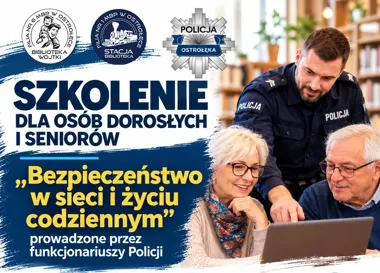 Grafika promocyjna wydarzenia Szkolenie o bezpieczeństwie w sieci i życiu codziennym w Ostrołęce