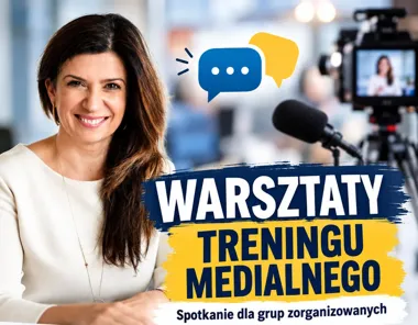 Grafika promocyjna wydarzenia Warsztaty treningu medialnego z Magdaleną Budziszewską