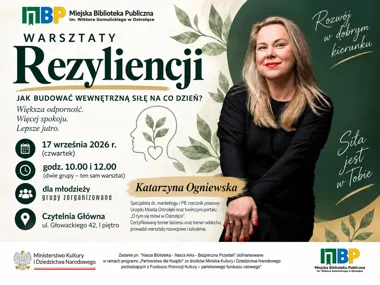 Grafika promocyjna wydarzenia Warsztaty z rezyliencji z Katarzyną Ogniewską