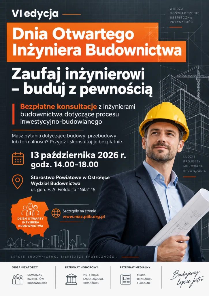 Grafika promocyjna wydarzenia VI Dzień Otwarty Inżyniera Budownictwa