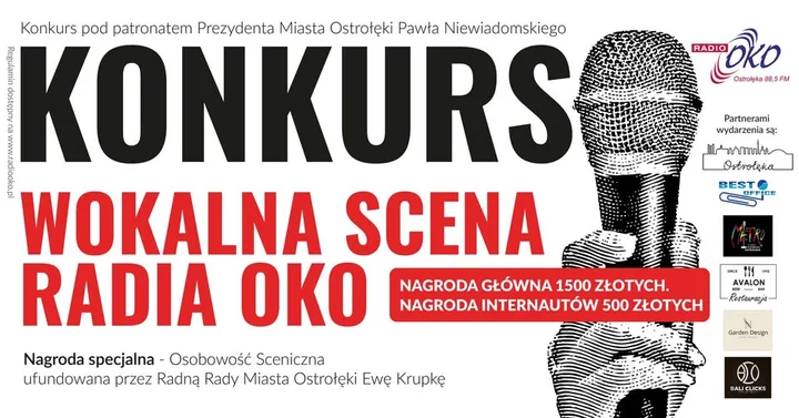 Grafika promocyjna wydarzenia Wokalna Scena Radia OKO — konkurs wokalny w Restauracji Avalon