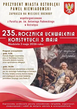 W Ostrołęce przypomną o Konstytucji 3 Maja. Kwiaty i msza w centrum obchodów