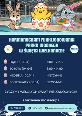 Świąteczny rytm w Parku Wodnym. W niedzielę i poniedziałek obiekt będzie zamknięty