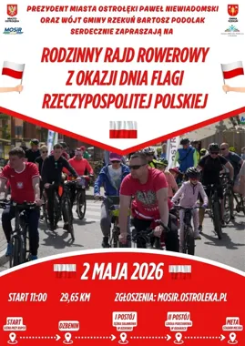 Rodzinny rajd na Dzień Flagi. Trasa prowadzi przez Dzbenin i Rzekuń