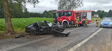 21-latek stracił panowanie nad skodą - uderzył w drzewo pod Ostrołęką