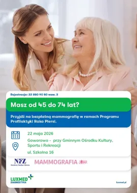 Bezpłatna mammografia w Goworowie. Mobilna pracownia stanie przy GOKSiR