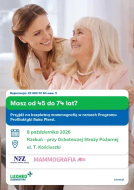 Bezpłatna mammografia w Rzekuniu. Mobilna pracownia LUX MED przy OSP